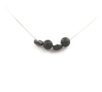 Pietre E Minerali. Collana Perle Di Lava + Tormalina Schorl Del Brasile 8 Mm