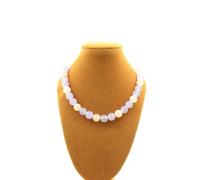 Pietre E Minerali. Collana Perle Di Quarzo Rosa + Calcedonio Lavanda 8 Mm Catena