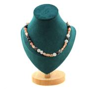 Pietre E Minerali. Collana Perle Di Quarzo Rutilo Nero 8 Mm + Pietra Di Sole