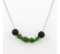 Pietre E Minerali. Collana Perle Diopside Del Brasile + Lava 8 Mm. Catena In A