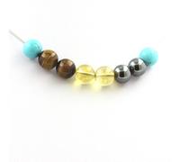 Pietre E Minerali. Collana Perle Ematite + Citrino + Occhio Di Tigre + Turchese