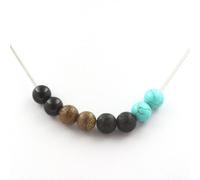 Pietre E Minerali. Collana Perle Howlite Turchese + Lava + Agata Nera + Bo