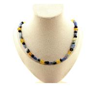 Pietre E Minerali. Collana Perle Occhio Di Falco + Opale Gialla + Cianite Blu