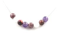 Pietre E Minerali. Collana Perle Occhio Di Tigre Viola + Ametista + Pietra D