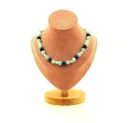 Minerali Collezione. Collana Perle Pietra di Luna India +Angelite +Occhio