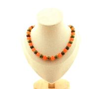 Pietre E Minerali. Collana Perle Unakite + Calcedonio Arancione 8 Mm Catena In