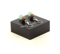 Pietre E Minerali. Orecchini 2 Perle Angélite + Legno 8 Mm In Acciaio