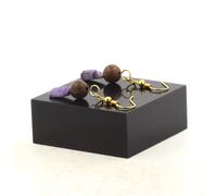 Pietre E Minerali. Orecchini 2 Perle Di Charoite Dalla Russia + Legno 8 Mm