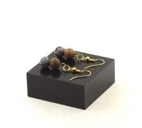 Pietre E Minerali. Orecchini 2 Perle Di Obsidiana Fiocco Di Neve + B