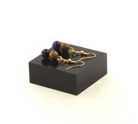 Pietre E Minerali. Orecchini 2 Perle Occhio Di Tigre Viola + Legno 8