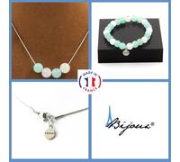 Pietre E Minéraux. Parure Braccialetto Collana 4 Perle Angelite + Pietra di Luna