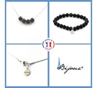Pietre E Minerali. Set Bracciale Collana 4 Perle Obsidiana Nera 8 Mm.