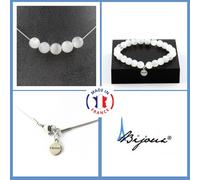 Pietre E Minerali. Set Bracciale Collana 5 Perle Selenite Del Marocco 8 Mm. C