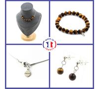 Pietre E Minerali. Set Bracciale Collana Orecchini A Perno 10 Perle