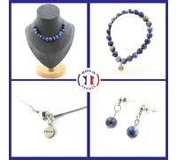Pietre E Minerali. Set Bracciale Collana Orecchini A Perno 15 Perle