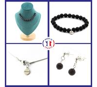 Pietre E Minerali. Set Bracciale Collana Orecchini A Perno 15 Perle