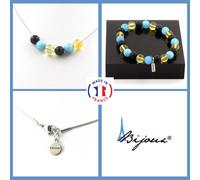 Pietre E Minerali. Set Bracciale Collana Perle Citrino + CALCEDONIO Blu +
