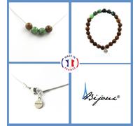 Pietre E Minerali. Set Bracciale Collana Perle Di Legno + Epidoto D'Australia