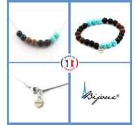 Pietre E Minerali. Set Bracciale Collana Perle Howlite Turchese + Lava +