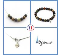 Pietre E Minéraux. Parure Braccialetto Collana Perle Labradorite + Occhio Tigre