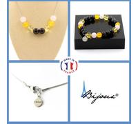 Pietre E Minerali. Set Bracciale Collana Perle Obsidiana Nera + Agata Già