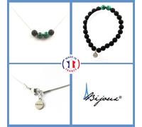 Pietre E Minerali. Set Bracciale Collana Perle Onice Nero Opaco + Malachite