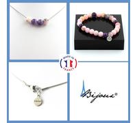 Minerali Collezione. Parure Braccialetto Collana Perle Opale Rosa + Ametista 8