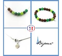 Pietre E Minerali. Set Bracciale Collana Perle Peridoto + Malachite + Agata
