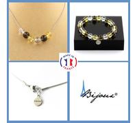 Pietre E Minerali. Set Bracciale Collana Perle Quarzo Fumè + Citrino + Qua