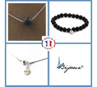 Pietre E Minerali. Set Gioielli Bracciale Collana 1 Perla Lava 8 Mm. Catena E