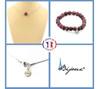 Parure Gioielli Braccialetto Collana 1 Perla Lepidolite 8 Mm. IN Taglia Person