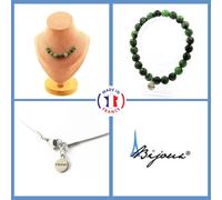 Pietre E Minerali. Set Gioielli Bracciale Collana 10 Perle Epidote D'Australia