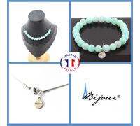 Pietre E Minerali. Set Gioielli Bracciale Collana 15 Perle Di Amazonite 8 Mm. C