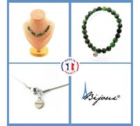 Pietre E Minerali. Set Gioielli Bracciale Collana 15 Perle Epidote D'Australia