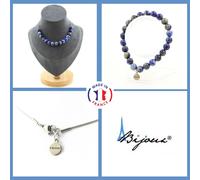 Pietre E Minerali. Set Gioielli Bracciale Collana 15 Perle Lapis Lazuli Del P