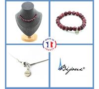 Parure Gioielli Braccialetto Collana 15 Perle Lepidolite 8 Mm. IN Taglia Pers