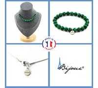Pietre E Minerali. Set Gioielli Bracciale Collana 15 Perle Malachite 8 Mm. C