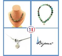 Pietre E Minerali. Set Gioielli Bracciale Collana 20 Perle Di Crisocolla