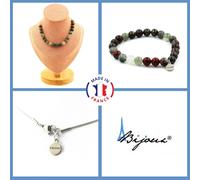 Pietre E Minerali. Set Gioielli Bracciale Collana 20 Perle Giada Sangue Di Drago