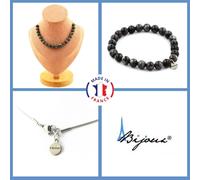 Parure Gioielli Braccialetto Collana 20 Perle Labradorite 8 Mm. IN Taglia per