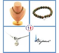 Pietre E Minerali. Set Gioielli Bracciale Collana 20 Perle Unakite 8 Mm. Cha