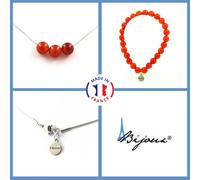 Pietre E Minerali. Set Gioielli Bracciale Collana 3 Perle Di Cornalina D'Urugua