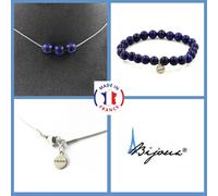 Pietre E Minerali. Set Gioielli Bracciale Collana 3 Perle Lapis Lazuli 8 Mm.