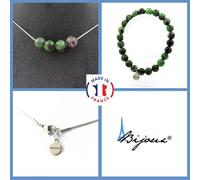 Pietre E Minerali. Set Gioielli Bracciale Collana 4 Perle Epidote D'Australia