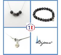 Set Gioielli Bracciale Collana 4 Perle Labradorite 8 Mm. Catena In Taglia Pers