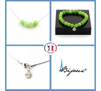 Pietre E Minerali. Set Gioielli Bracciale Collana 4 Perle Peridoto 8 Mm. Chai