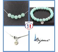 Pietre E Minerali. Set Gioielli Bracciale Collana 5 Perle Di Amazonite 8 Mm.