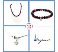 Set Gioielli Bracciale Collana Perle Agata Nera + OCCHIO DI TIGRE Taglia Persona