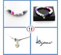 Pietre E Minerali. Set Gioielli Bracciale Collana Perle Diaspro Blu + DIASPRO R