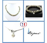 Parure Gioielli Braccialetto Collana Perle Diaspro Dalmata 8 Mm. IN Taglia Pe